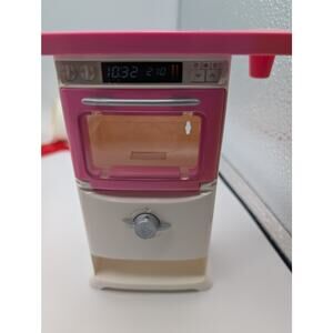 Barbie Dollhouse Miniature Pink & White Microwave Oven Kitchen Appliance Mattel
